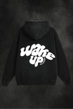 Wake Up ( The People) Acid wash Oversized Hoodie